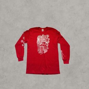 Rough and Tumble Red Thermal Waffle Knit Graphic Long Sleeve Shirt Mens Large